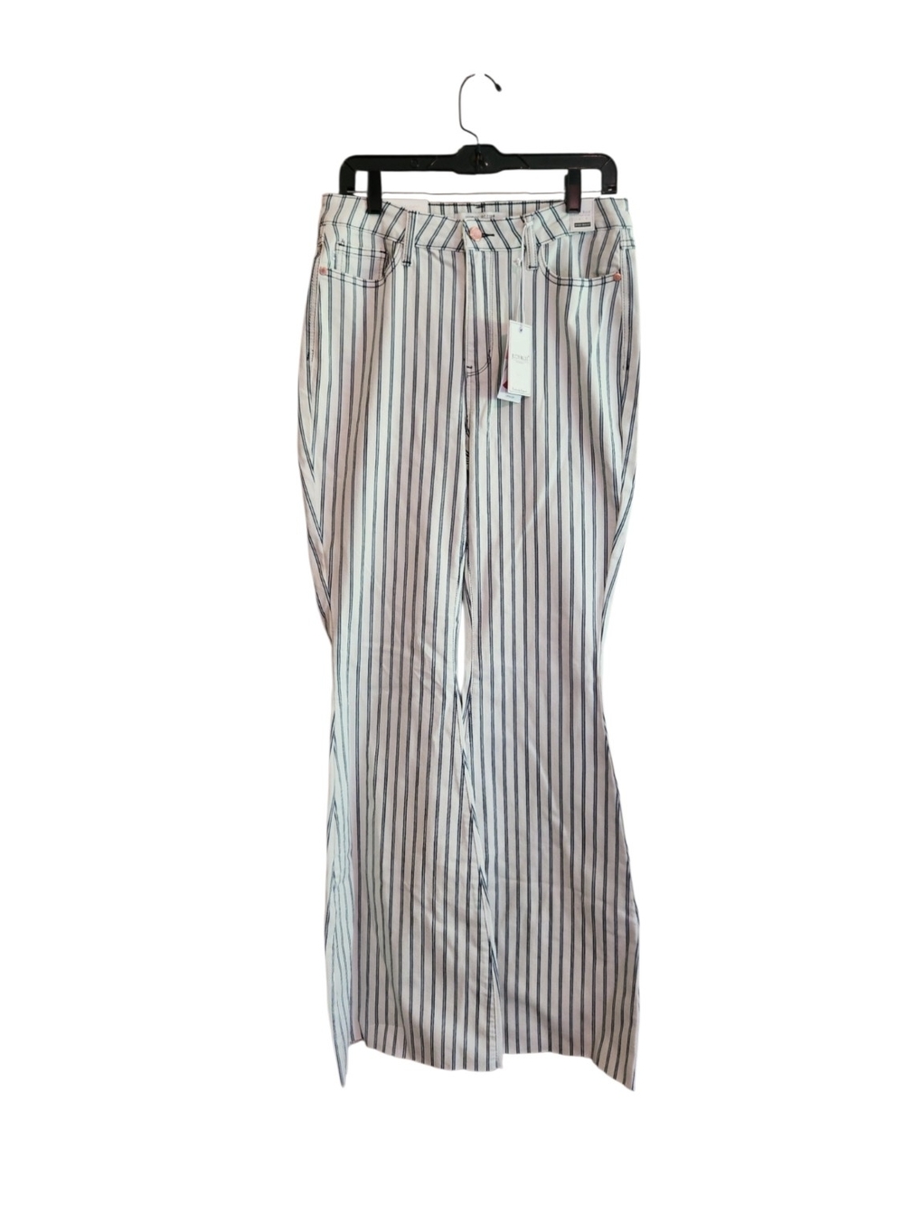 NWT Judy Blue White High Rise Flare Wide-Leg Jeans with Navy Stripes